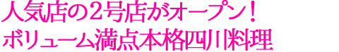 karinka人気店の２号店がオープン！ボリューム満点本格四川料理