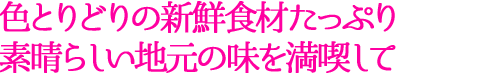 色とりどりの新鮮食材たっぷり素晴らしい地元の味を満喫して
